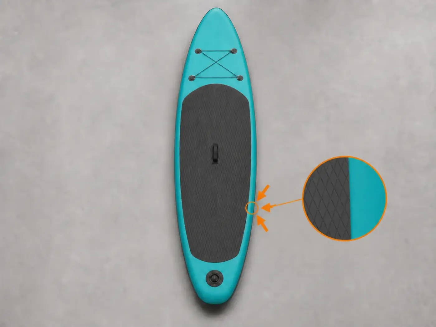 Flach verklebtes Deckpad nach dem Trocknen mit sauberem, prüfbereitem Rand